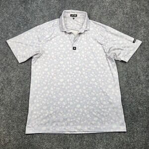 Bad Birdie Polo Shirt Mens XL Purple Floral Print Golf Performance Stretch